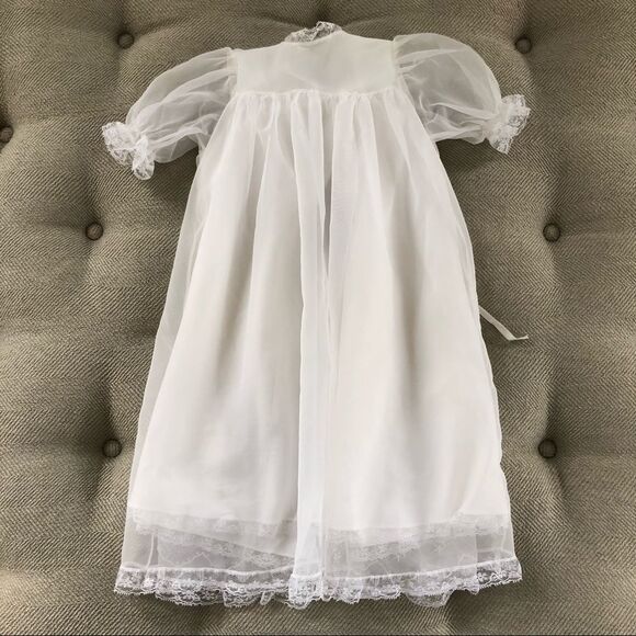 Vintage Christening Gown Open Front Tie Neck Flexible Infant Size - Picture 6 of 6